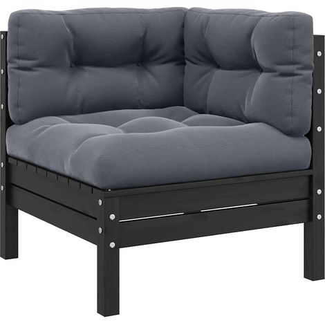 Maison Exclusive - 2-Sitzer-Gartensofa mit Kissen Schwarz Massivh (1/5)