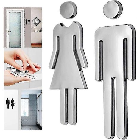 Ensembles de panneaux de toilettes, panneaux de toilettes autocollants, panneaux de toilettes pour dames et messieurs (1/2)