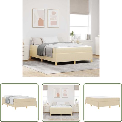vidaXL Stoffbett - Bettrahmen mit Matratze Creme 140 x 190 cm Stoff (1/5)