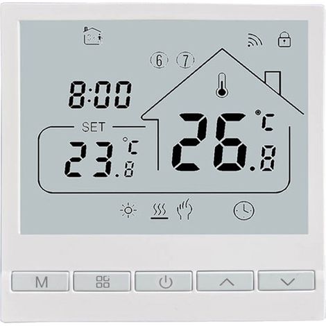 Thermostat Chauffage - WiFi 3A - Compatible Chaudière Gaz et Chauffe-Eau - Programmable 5+1+1 - Écran LCD Tactile - Contrôle Vocal Alexa Google Assistant - 1 Pièce (1/5)