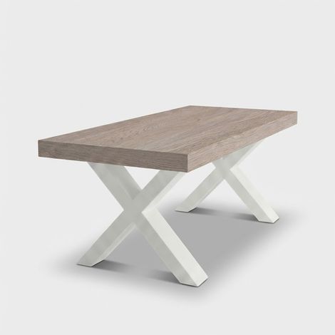 Tavolo allungabile 10 posti gambe bianco frassino 140/220x90 Firenze - Grigio