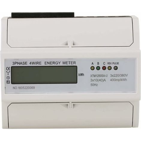 3 x 220V / 380V KWh Mètre Électrique Rail Compteur d'Énergie Numérique LCD Triphasé 4 Fils 7P Électronique(30(100) A),1pcs (1/5)