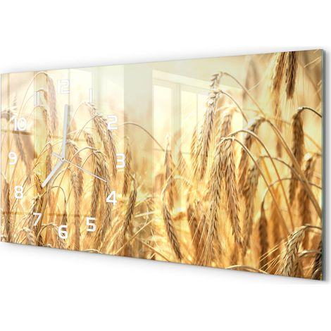 Horloge Murale Panoramique Artistique 60x30 cm Verre Trempé Design Original Grain (1/5)