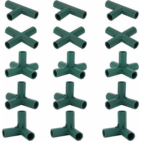 Lot de 15 Connecteurs De Cadre De Serre, Connecteurs d'angle pour Cadre De Jardin Tige d'hélice de 16 mm 4 Types de Support Stable Robuste pour Serre (1/4)