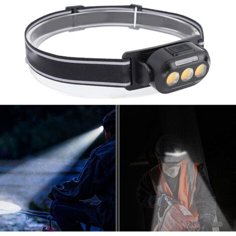 Lampe Frontale 500MAH Étanche Charge USB Élastique pour Camping Cyclisme Pêche de Nuit,DUBUNS