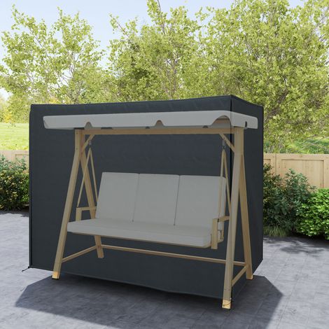 Housse de Protection balancelle de Jardin 3 places. bâche étanche et anti-UV 420D. dim. 2.20L x 1.25l x 1.72H m PE Noir