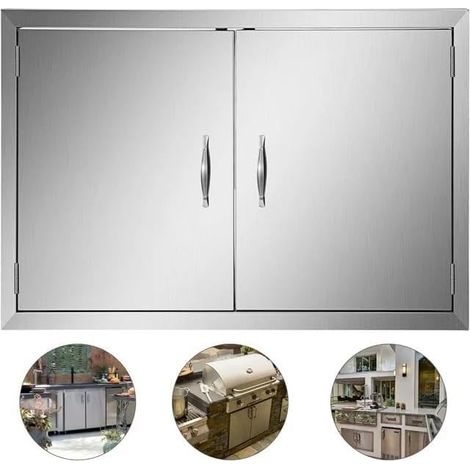 porte double barbecue inox 77x612 cm porte cuisine extérieur pour îlot station de cuisson extérieur (1/5)