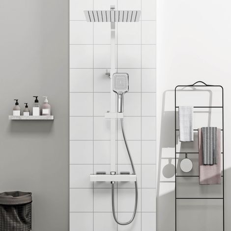 OCEAN Colonne de douche thermostatique, ensemble de douche 30 x 30 cm, douchette à main 3 pulvérisations, kit de douche réglable en hauteur pour salle de bains