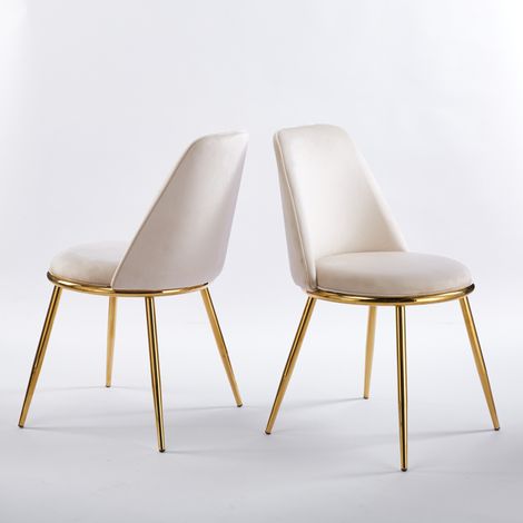 Ensemble salle à manger 5 pièces avec table et 4 chaises en velours et pieds dorés (1/5)