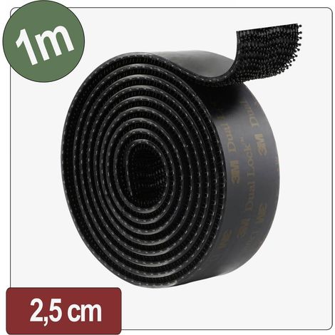 Quadrios 26CA808 Bande auto-agrippante tête de champignon (L x l) 1 m x 25 mm noir 1 m