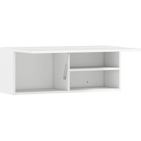 Armario de baño mural blanco 80 x 25 x 30 cm con puerta abatible y amortiguador de gas (1/5)