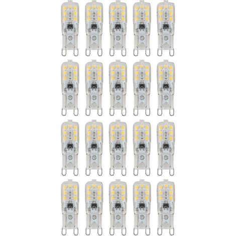 Packung mit 20 dimmbaren G9 3W LED-Lampen, warmweiß, kompatibel mit AC220-240V. (1/4)