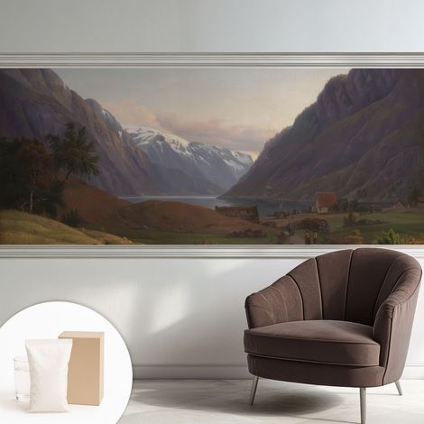Tapete Dekorative Vliestapete mit Klebe für Wand - Mustertapete - moderne Einrichtung - für Büro Bergpanorama 250x104 cm (1/5)