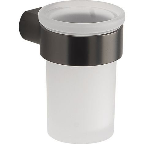 Portaspazzolini pirenei nero matt contenitore in vetro satinato - 6,9×9,2×10,4