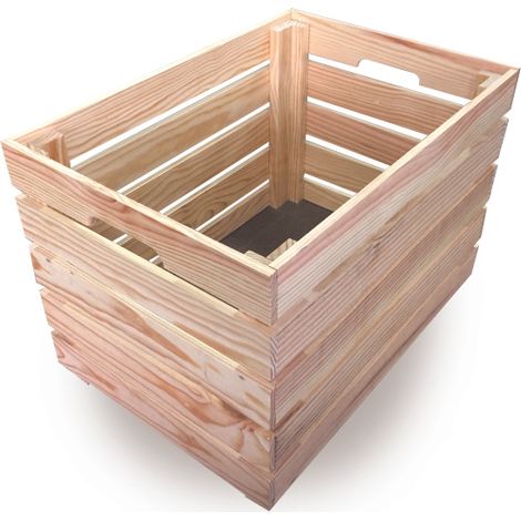 Cesta Scatola Contenitore 35x50x35 cm in Legno di Pino Naturale (1/2)