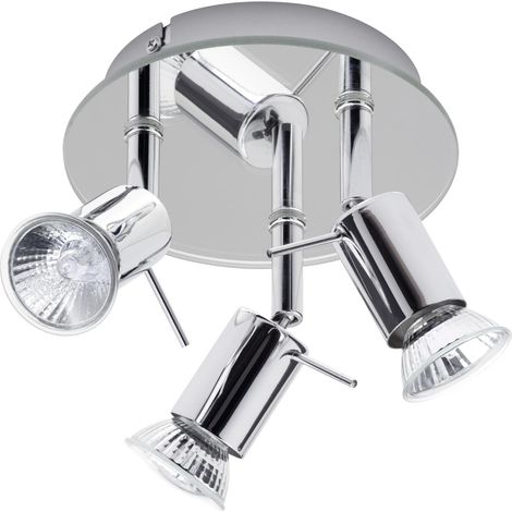 Litecraft Myra Spotlight Plate Round Mirror Adjustable 3 Light - Polished Chrome (1/5)