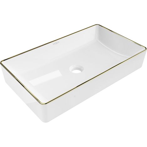 Mexen Nadia lavabo de comptoir 60 x 35 cm, blanche/bord en or - 21616005 (1/5)