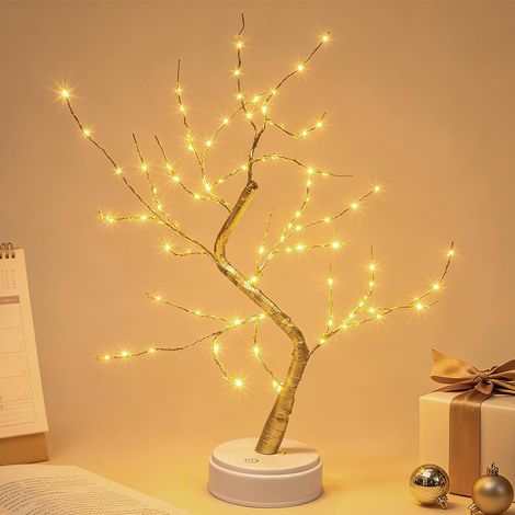 Arbre Lumineux LED, Arbre Lumineux Blanc Chaud, Lampe Lumineux Branches Réglables, 120 LED, pour la Décoration de Fête de Mariage, Alimentation par USB/Batterie (1/5)