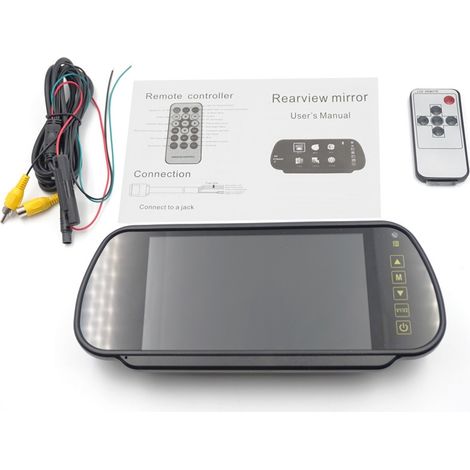 Écran de rétroviseur intérieur 7 pouces. Affichage de l'image de recul. Priorité à la marche arrière. Compatible avec une caméra DVD de voiture.