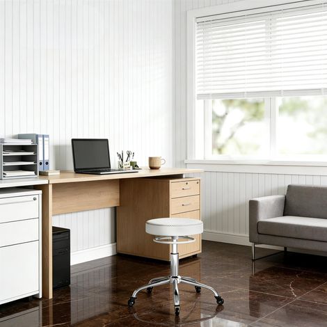 Sedia ufficio girevole regolabile con ruote bianca OKMYHOME (1/5)