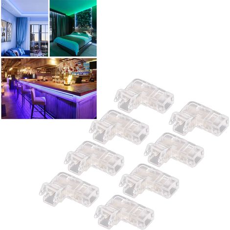 Connecteur de type L 5 mm, connecteur de bande LED monochrome à 2 broches, adaptateur d'extension de terminal sans soudure, connecteur de bande LED transparent sans espace pour bandes lumineuses LED C (1/5)