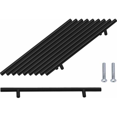 Packung mit 10 schwarzen 192 mm Edelstahl-Türgriffen, Griffen für Möbel und Schränke inklusive Schrauben (1/5)