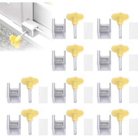 Verrou De Sécurité De Fenêtre Coulissante, Loquet De Fenêtre Coulissante En Alliage D'Aluminium Réglable Avec Clé, Serrure De Sécurité De Cadre De Porte, Verrou Baie Coulissante(10 Jeux) (1/5)