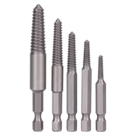 Un ensemble de 5 outils d'extraction de goujons endommagés Extracteurs de filetage fin endommagés (1/5)
