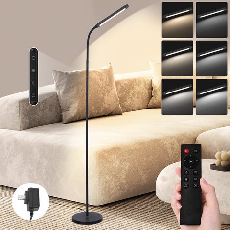 GBLY Stehlampe LED Standleuchte Wohnzimmer - Dimmbar Modern Standleuchte Schwarz 5 Farben und 5 Helligkeitsstufen 11W 360° Flexibler Schwanenhals Leselampe mit Fernbedienung für Schlafzimmer Büro