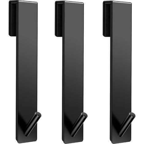 Duschtürhaken (19 cm), Handtuchhaken aus Edelstahl, robuste Haken zur Befestigung von Bademänteln und Handtüchern, 3er-Pack – schwarz (1/5)