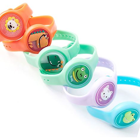 Bracelet anti-insectes pour enfants (lot de 8), en forme de montre, avec motif animal lumineux. (1/5)