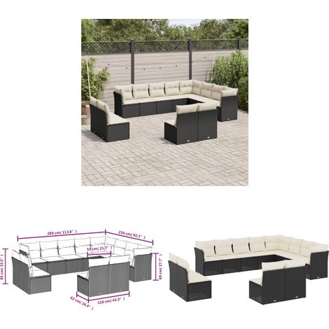 12-tlg. Garten-Sofagarnitur mit Kissen Schwarz Poly Rattan - Gartensofas - Outdoor Möbel - Gartenmöbel Set - Lounge Sofa - Rattan Möbel - Home & Living (1/3)