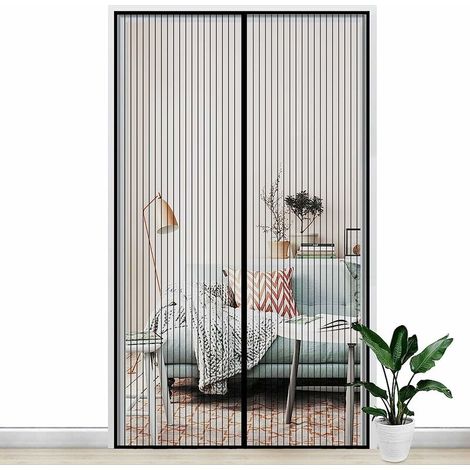 120x210CM Porte Moustiquaire Magnétique Rideau Maille Anti Moustique Mouche ou Fermeture Automatique Aimant avec Bande Scratch Sans Perçage Arrêter autres Insectes Bestioles pour Porte Fenêtre