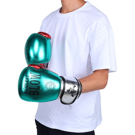 Gants de boxe unisexes en PU, mitaines d'entraînement Sanda pour la frappe, le sparring et l'entraînement au sac de sable, vert (1 paire). (1/5)