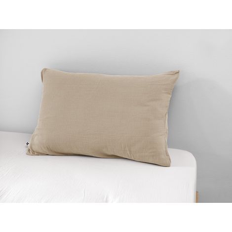 Taie d'oreiller "Gaïa" 60 x 60 cm & 50 x 70 cm "Gaze de Coton" l'Effet Papillon - Gaia Ficelle - Taie d'oreiller 50 x 70 cm