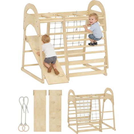 AIYAPLAY 6 in 1 Kids Climbing Frame with Slide, Monkey Bars, Ladder (1/5)