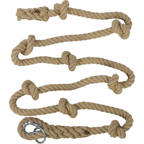 Corde à nuds 7 m. en chanvre naturel pour portique de balançoire fabriquée en France (1/2)