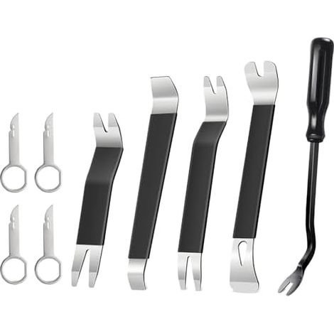 Outil Demontage Garniture Voiture, 5 Pièces Outils de Démontage et 4 Clé Extraction Autoradio, pour L'intérieur, Le Tableau Bord Les Systèmes Audio - (1/5)