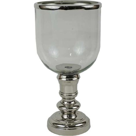 Grand photophore verre argent 18x18x10cm