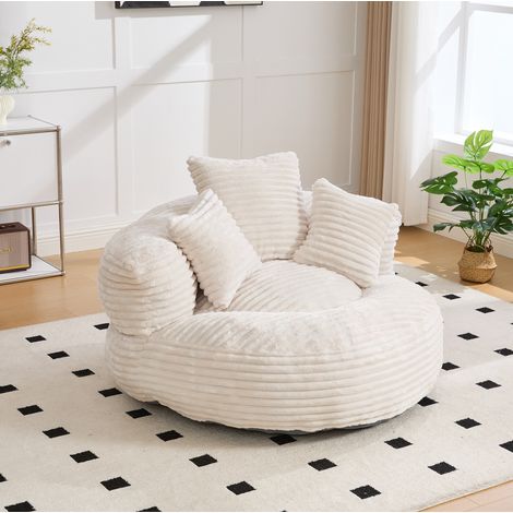 Poltrona sacco relax in corduroy beige 108 cm OKMYHOME (1/5)
