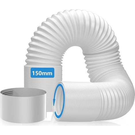 Tuyau d'évacuation de climatisation 150 mm jusqu'à 1,5 m de longueur avec rallonge de tuyau de climatisation de 150 mm, dans le sens contraire des aiguilles d'une montre - Matériau PP (1/5)