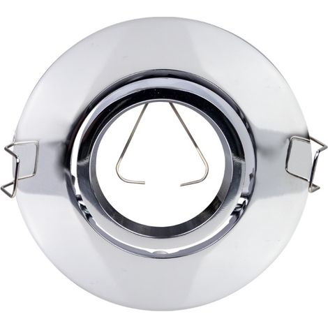 Support de lampe encastrée Circulaire Douille ajustable GU10 IP20 Chrome Ø10.3x4cm SECOM