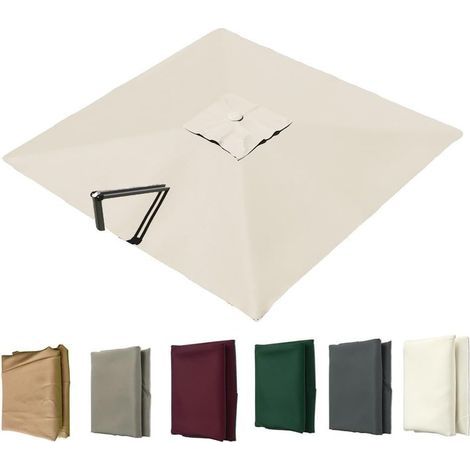 Auvent De Remplacement pour Parasol Déporté Carré, Toile De Rechange pour Parasol De Jardin Extérieur, Housse De Rechange 8 Baleines Protection UV(Beige,2.5x2.5m (8.2x8.2ft)) (1/5)