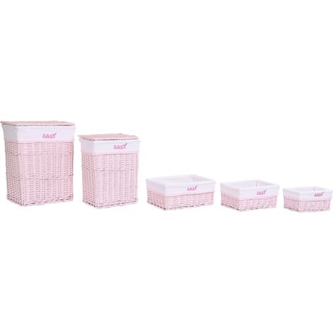 Kleidungskorb Set 5 Polyester Wicker 44x34x56 Pink Polyester Weiden Multikolor -Farbmaterial Körbe und Kisten Details (1/5)