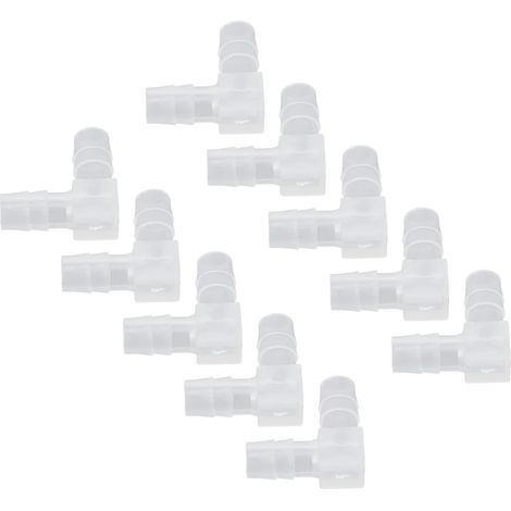 Lot de 10 Raccord coudé, 90 degrés, PE, 8 mm, Tuyau silicone, Aquarium, Laboratoire (1/5)