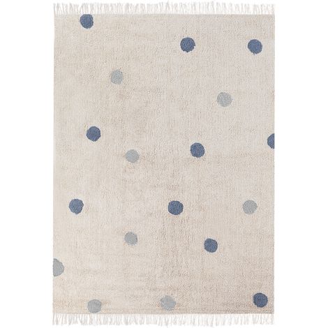 Alfombra de habitación infantil 140 x 200 cm motivo lunares beige y gris Dardere (1/5)