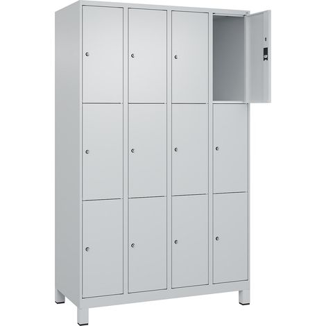 C+P, Vestiaire à 3 casiers Classic PLUS, 4 compartiments, gris