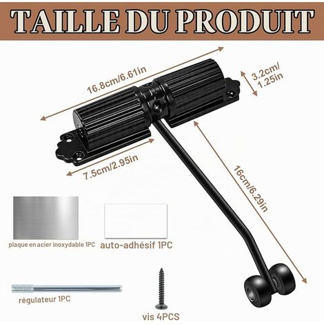 Door Closer, Door Closer with Double Spring for Door, Door Closer for Indoor and Outdoor Use, Black (1/3)