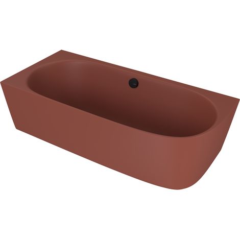 SUSSI L Baignoire d'angle sur pied en fonte de marbre 160x70x50cm, marron mat (1/3)