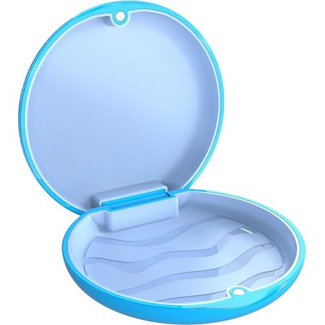 Caja para bandejas de ortodoncia – carcasa + silicona azul claro – adulto/niño (1/5)